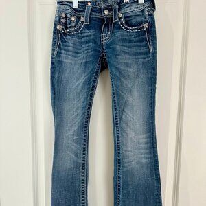 Miss Me Juniors Bootcut Jeans | Size 12 | Rhinestone Fleur-de-Lis Pockets